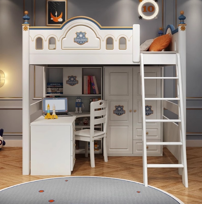 Bunk Bed With Stairs And Slide - Cama Beliche Dupla de Madeira com