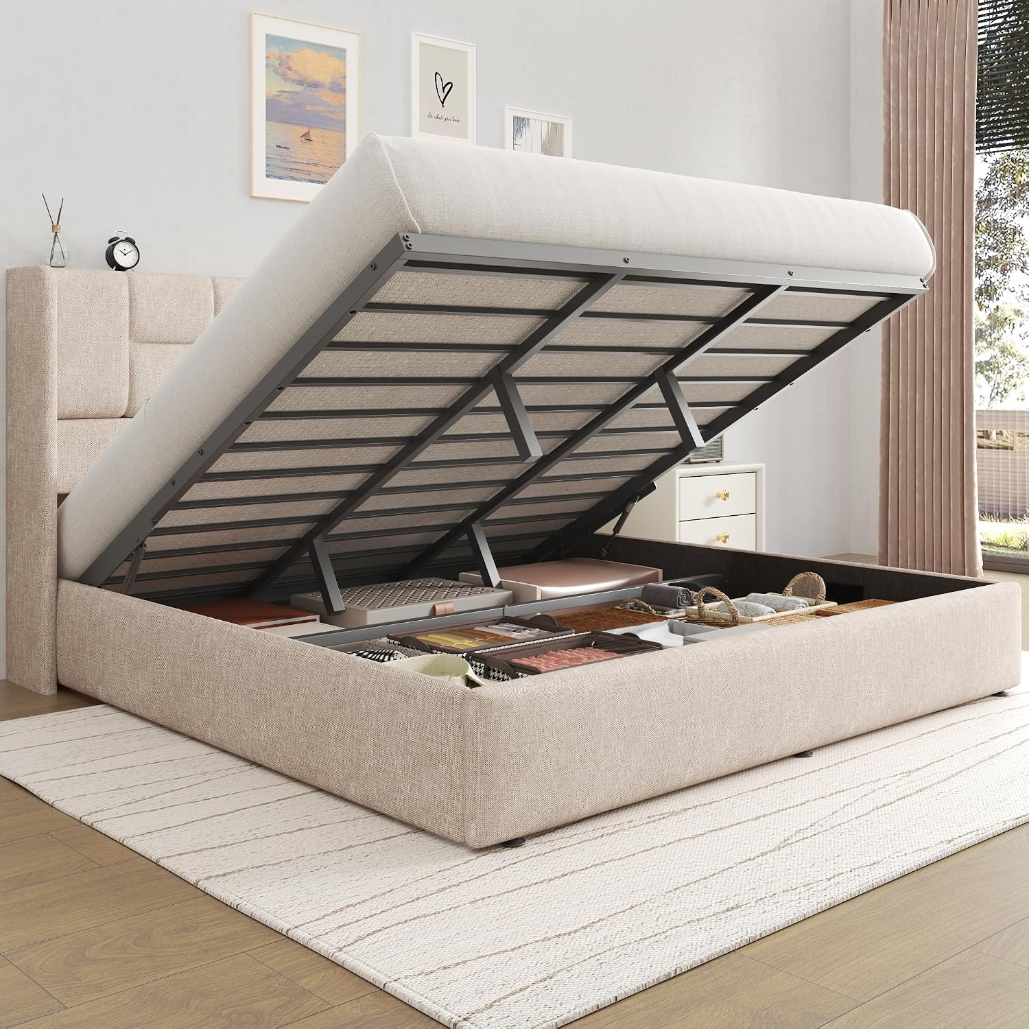 Gas Lift Storage Bed Hydraulic - Base de Cama King Size com