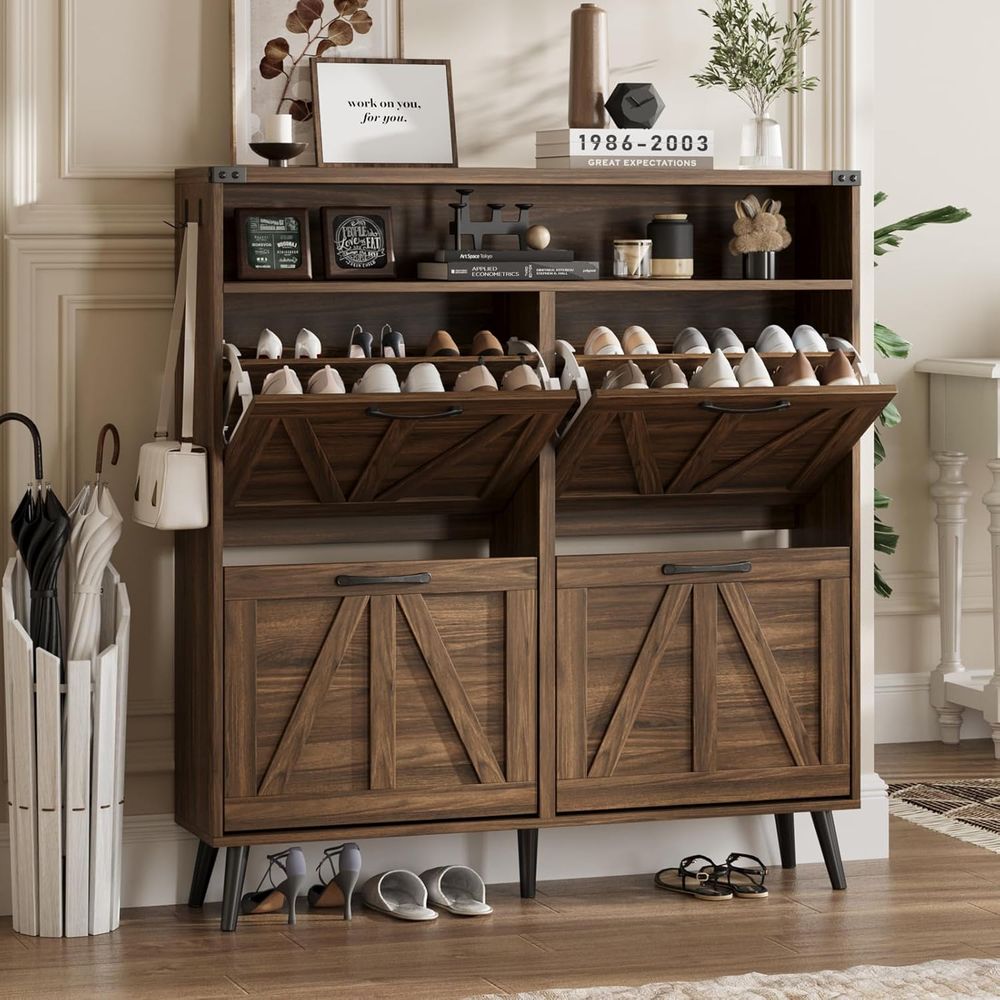 Shoe Rack Cabinet Narrow Entryway - Armário de Sapatos com 4 Gavetas,
