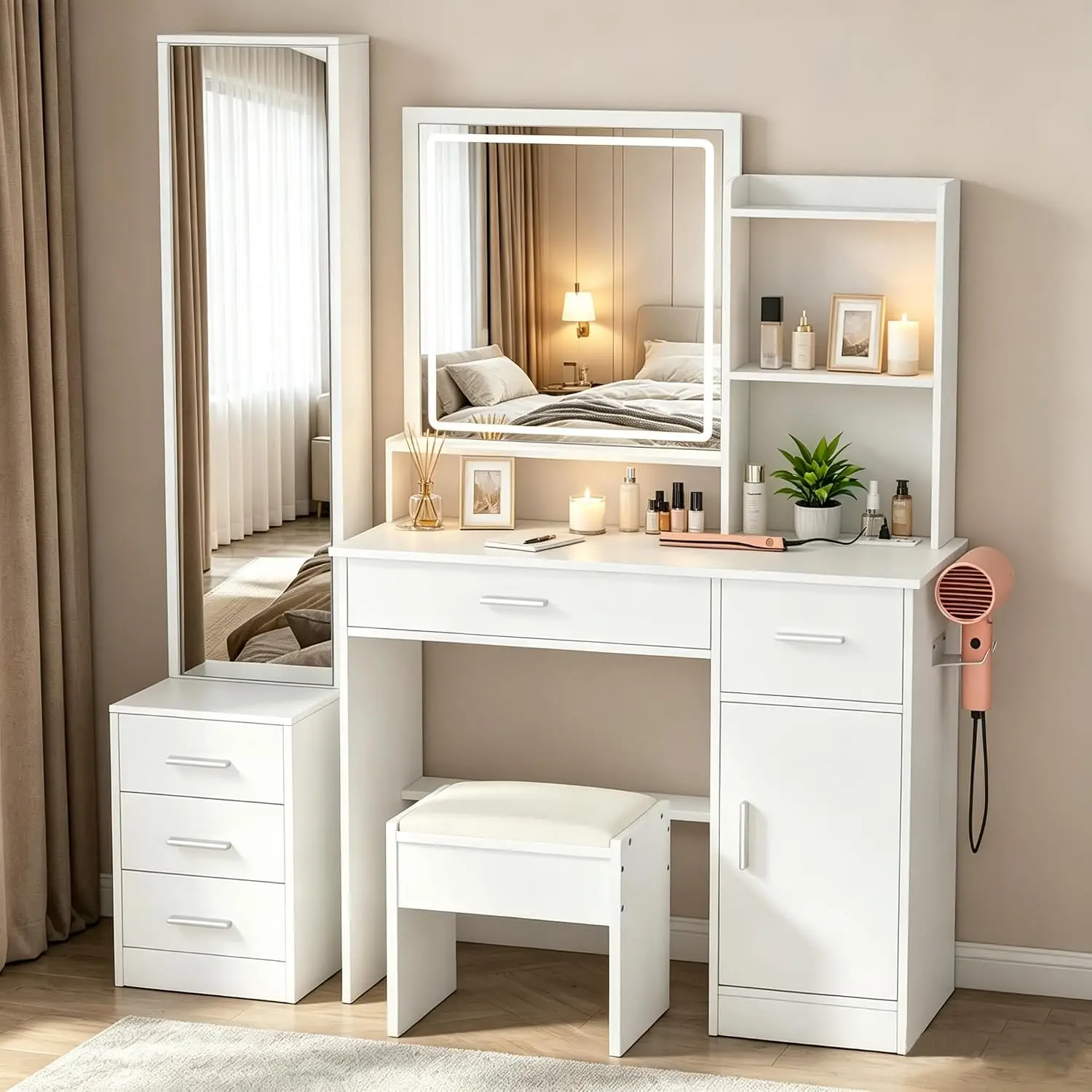 Dressing Table Vanity With Lighted Mirror - Penteadeira de Maquiagem INTERGREAT com Luzes