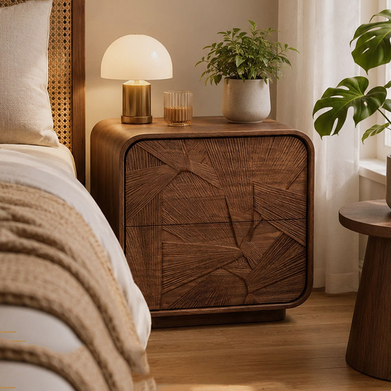 Solid Wood Nightstand 2 Drawers - Mesa de Cabeceira de Madeira com