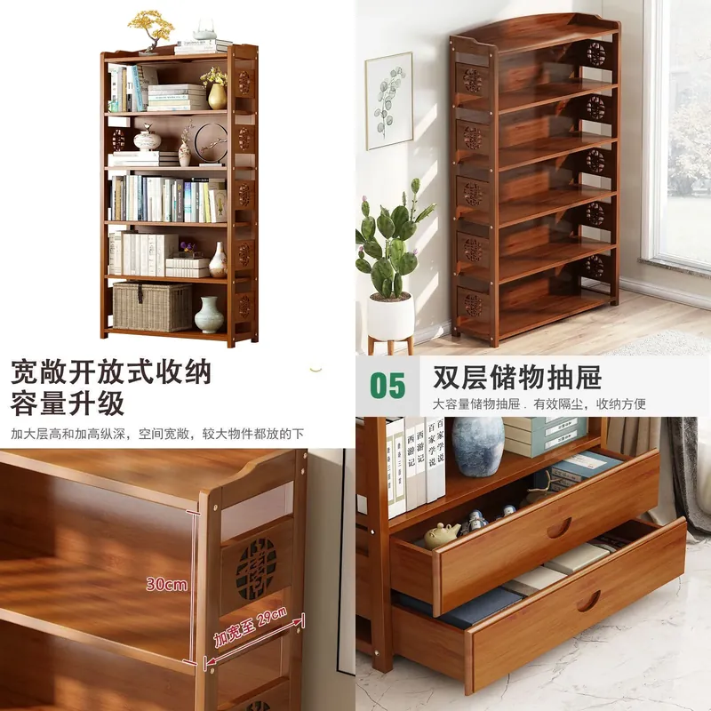 Bedroom Furniture - Estante de Madeira Maciça Simples para