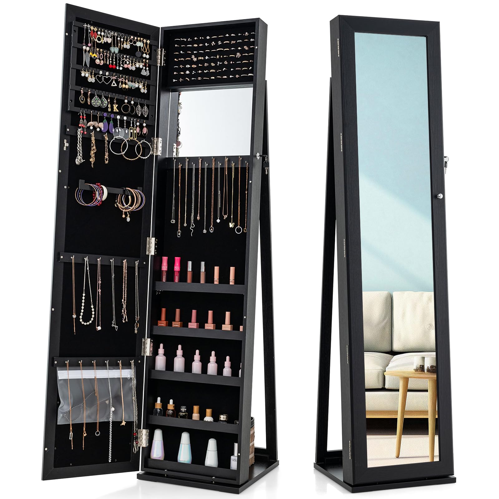 Full Length Mirror Jewelry Armoire - Armário de Joias com Espelho de